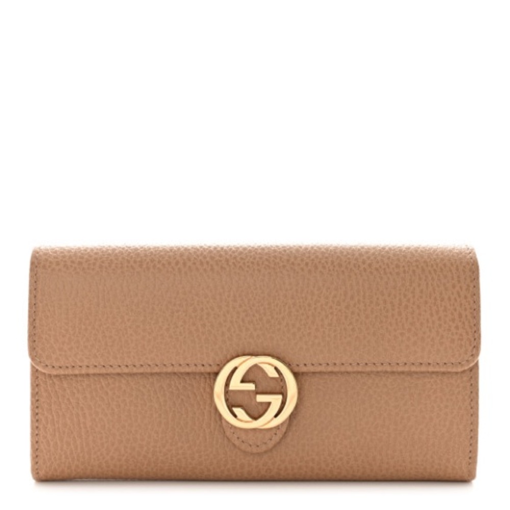 Gucci Beige Leather Continental Wallet – Gold GG Logo (Never Used)